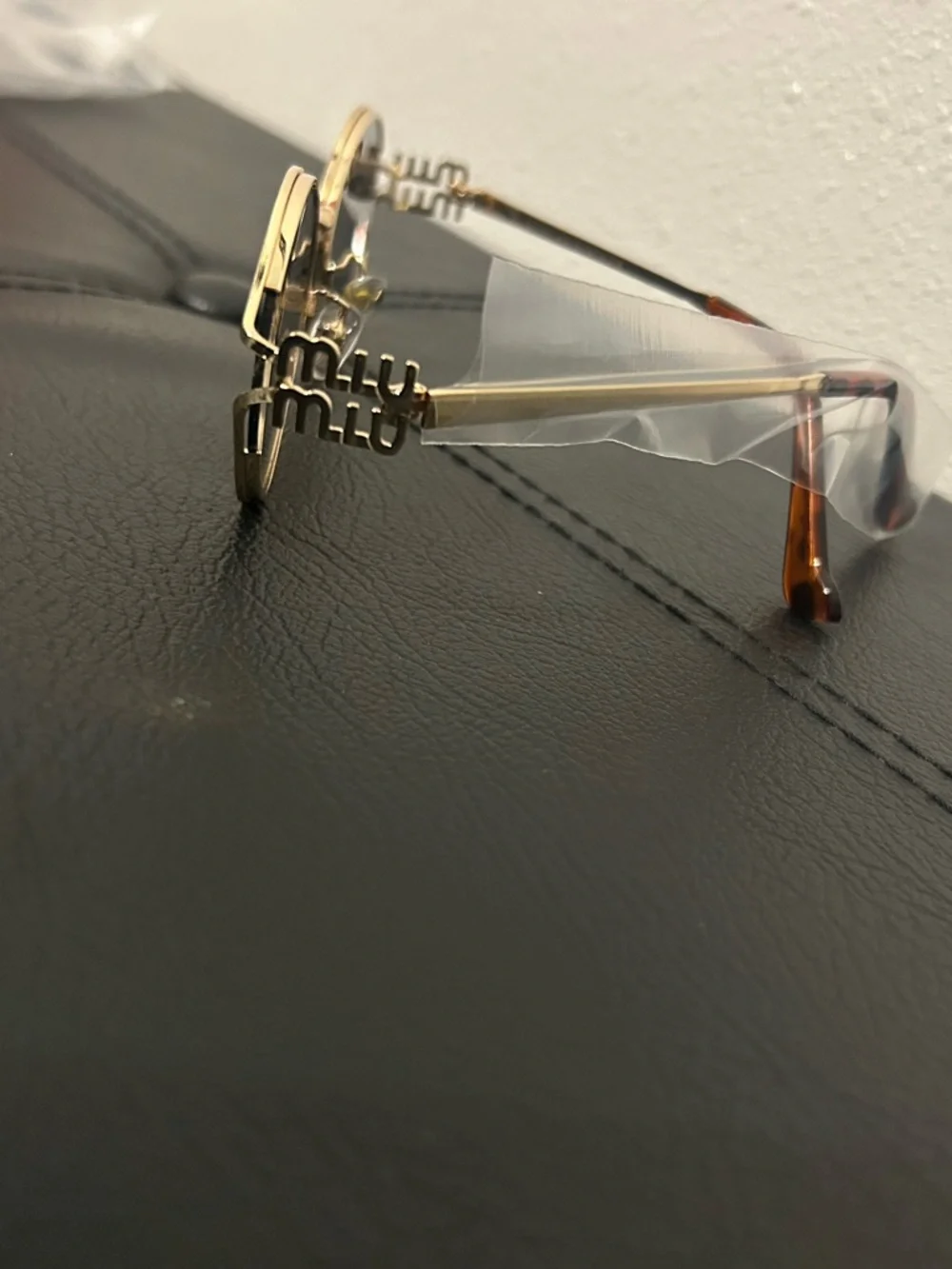 Miu Miu Gold Frame Brown Lens Round Sunglasses